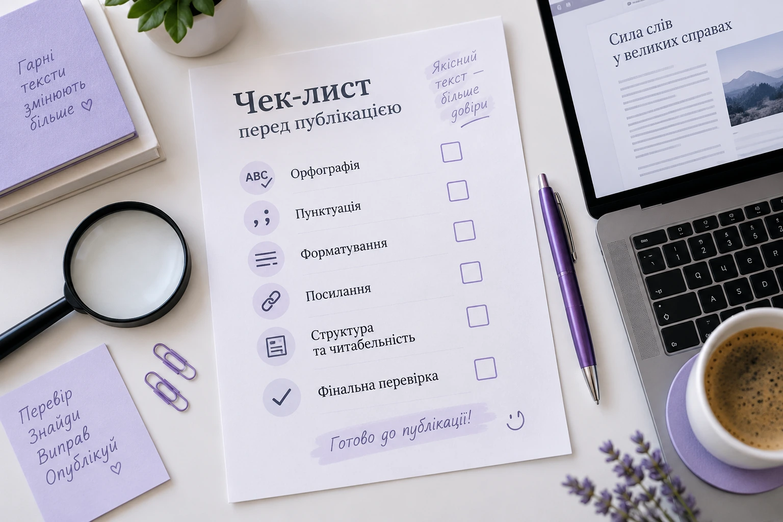Перевірка тексту на помилки: практичний чек-лист перед публікацією